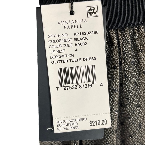 ADRIANNA PAPELL AP1E202268 HIGH LOW GLITTER PIN DOT RUCHED COCKTAIL DRESS - Picture 13 of 16